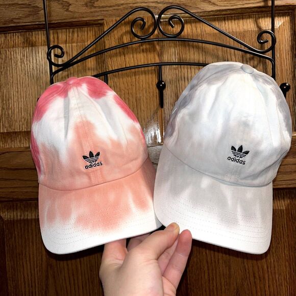 Adidas Tie Dye Hats White Pink Cap Adult Athletic Everyday Adjustable (2 hats) - Picture 2 of 11